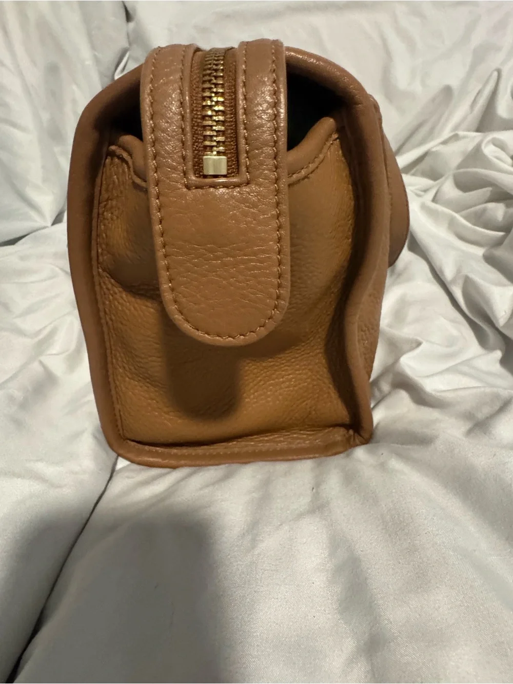 Tory Burch Cognac Leather Satchel with Gold Logo